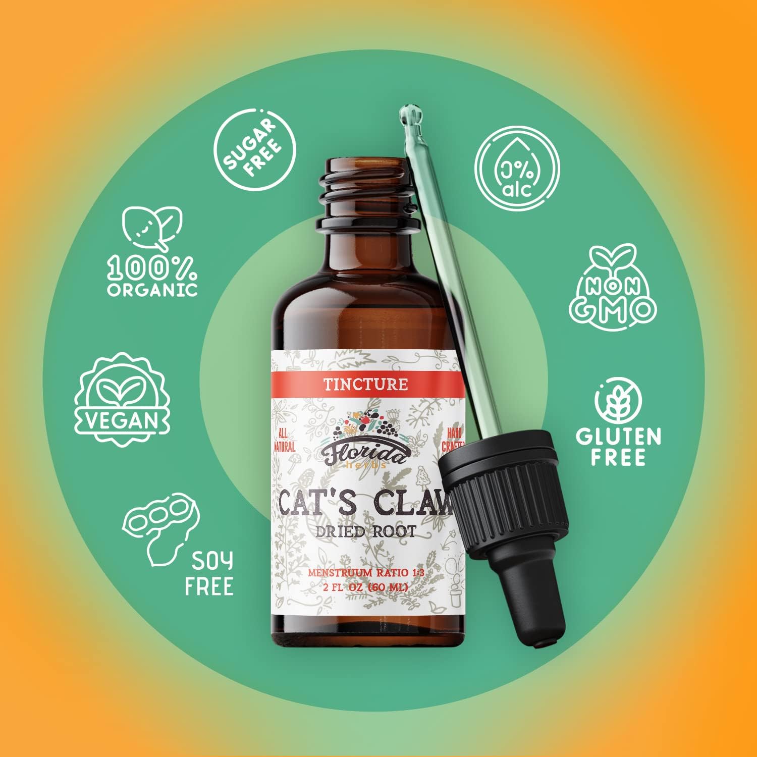 Extracto Líquido de Uña de Gato sin Alcohol, 60 ml - FLORIDA HERBS