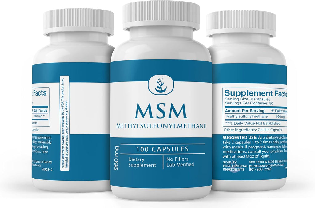 Pure Original Ingredients MSM (100 Cápsulas) - Puro, Sin Aditivos