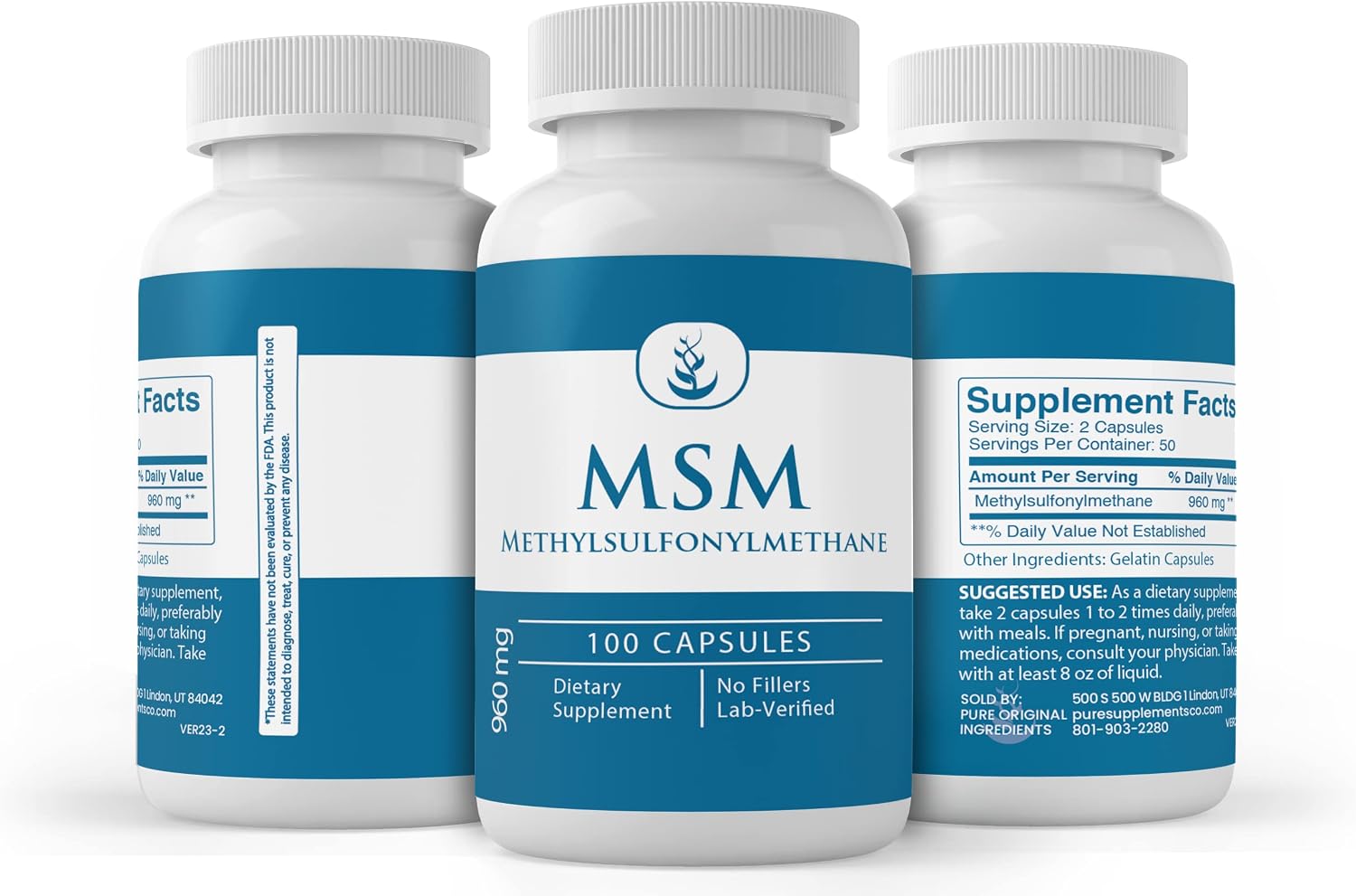 Pure Original Ingredients MSM (100 Cápsulas) - Puro, Sin Aditivos