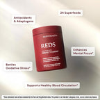 BodyHealth Reds Enhanced with PerfectAmino - Polvo de superalimentos diario con antioxidantes, adaptógenos, fitonutrientes, frutas, prebióticos, probióticos, fibra y proteína - 30 porciones