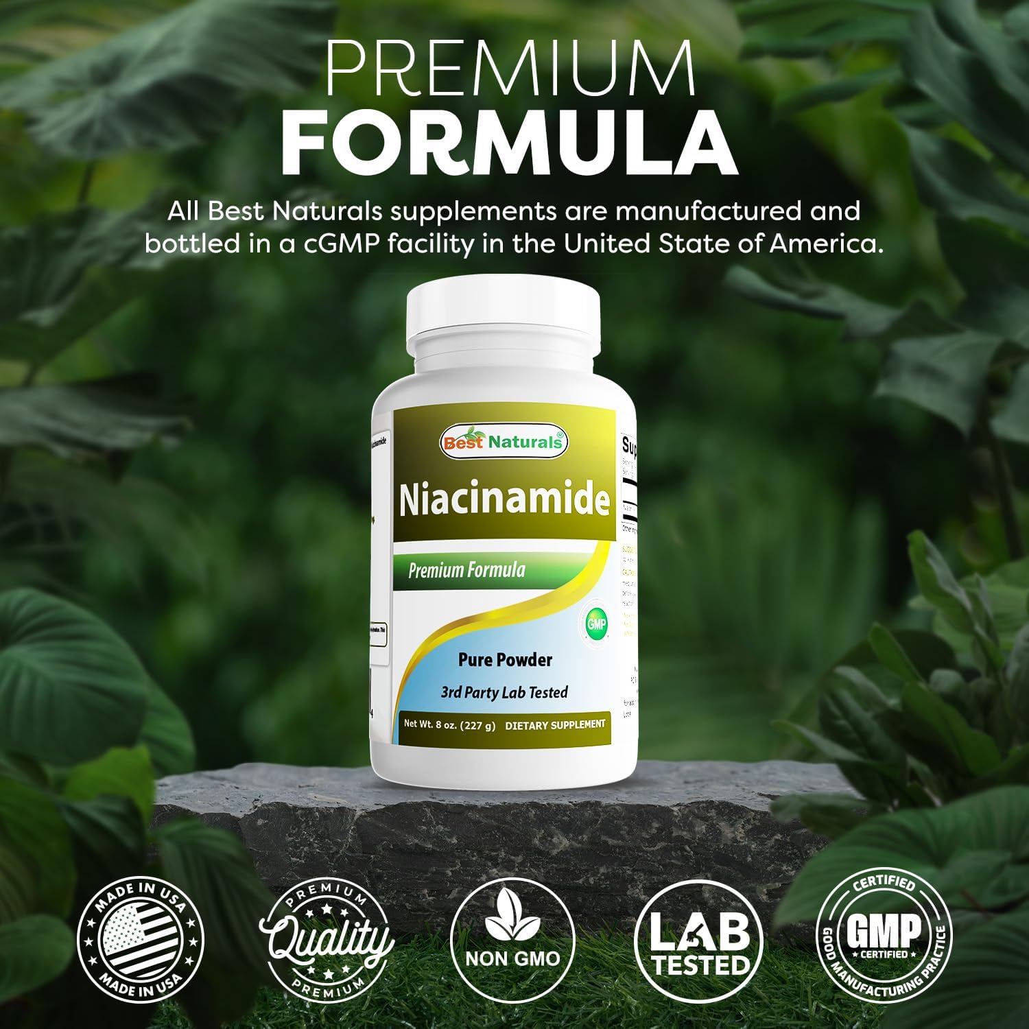 Best Naturals Niacinamida (Vitamina B3) en Polvo Pura 227 g