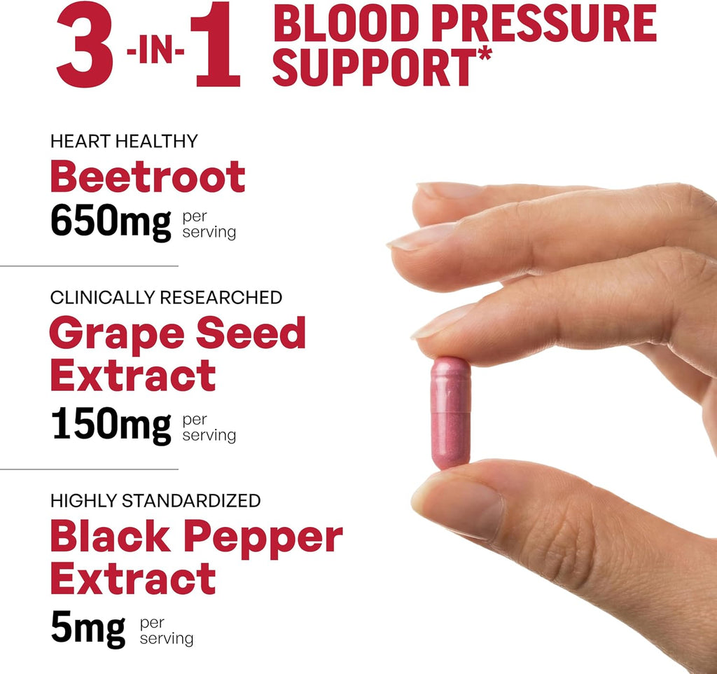 Sandhu's Cápsulas de Raíz de Remolacha 1200mg con BioPerine y Extracto de Semilla de Uva