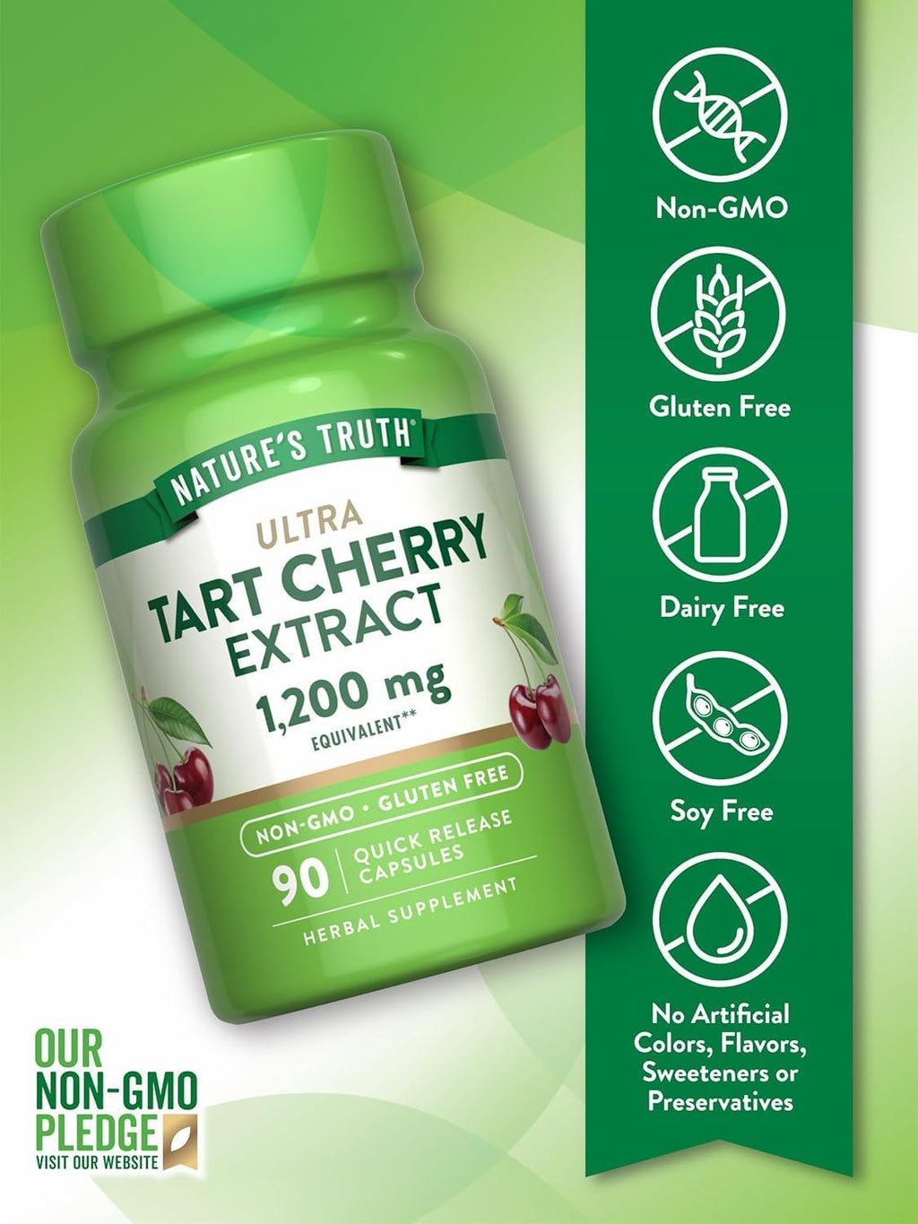 Nature's Truth Ultra Tart Cherry 1200 mg - 180 Cápsulas (2 Envases de 90)