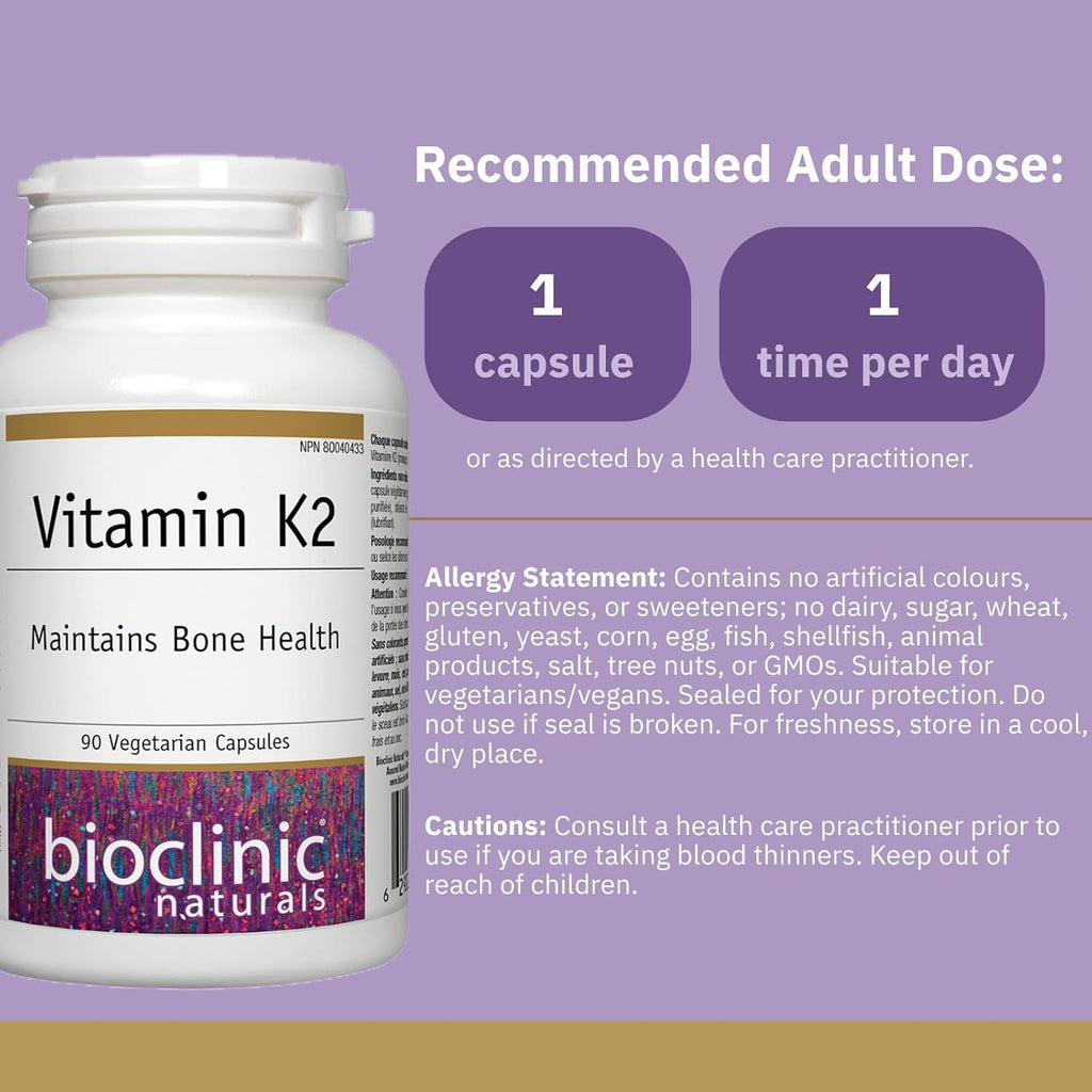 Bioclinic Naturals Vitamina K2 100 mcg - 90 Cápsulas Vegetarianas