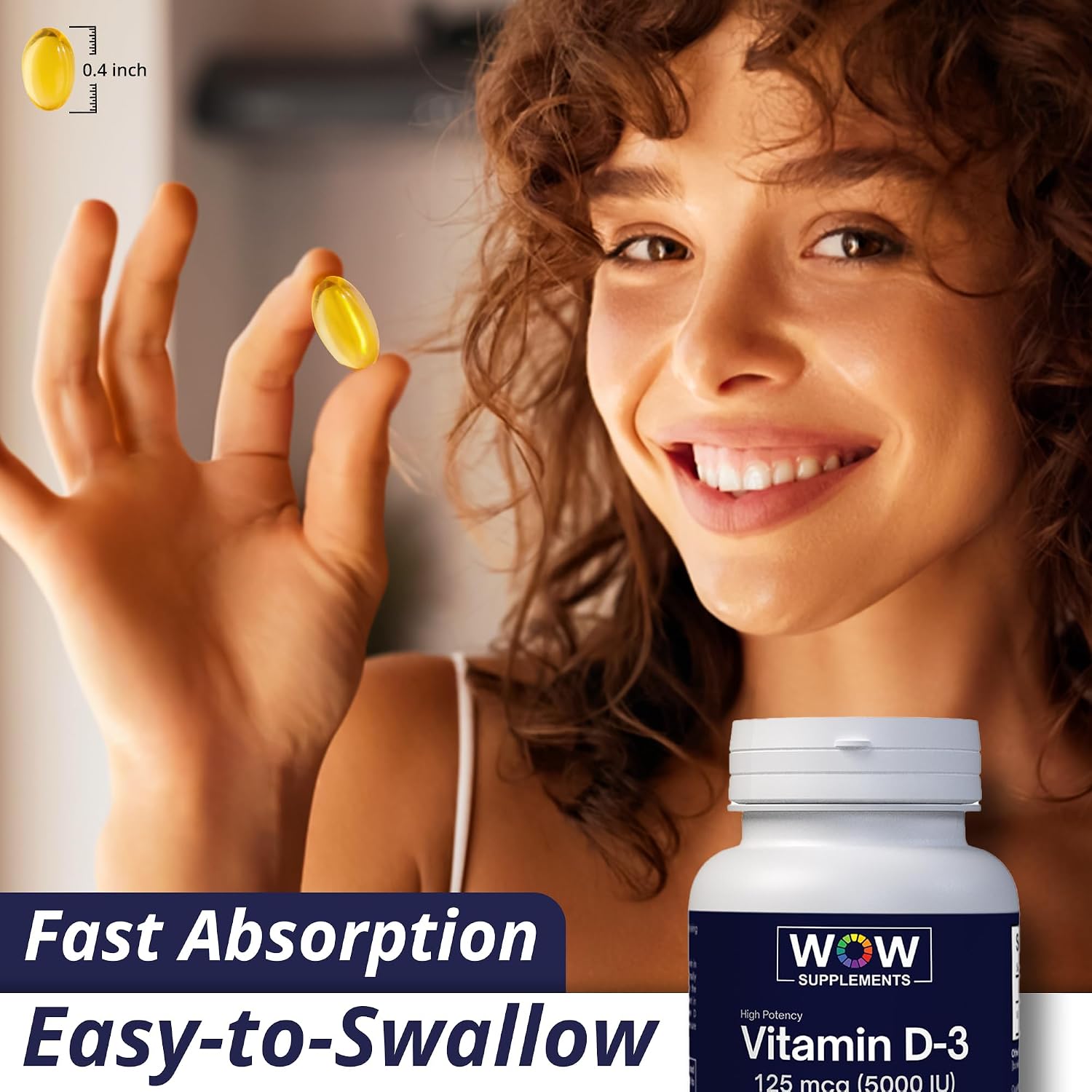 WOW Supplements Vitamina D3 5000 UI (125 mcg) 120 Cápsulas Blandas