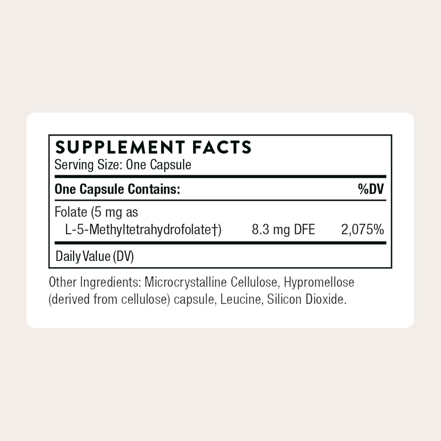 THORNE 5-MTHF Methylfolate (Active Vitamin B9) - 60 Capsules