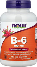 NOW Foods B-6, 100 mg, 250 Cápsulas Veganas