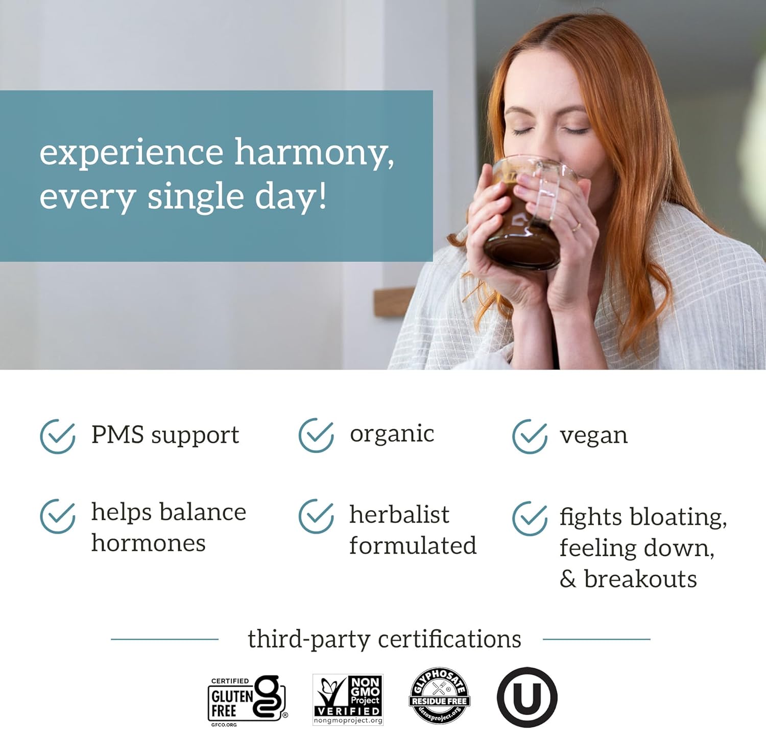 Organifi Harmony - Equilibrio Hormonal para Mujeres con Cacao Superfood, 30 Servicios