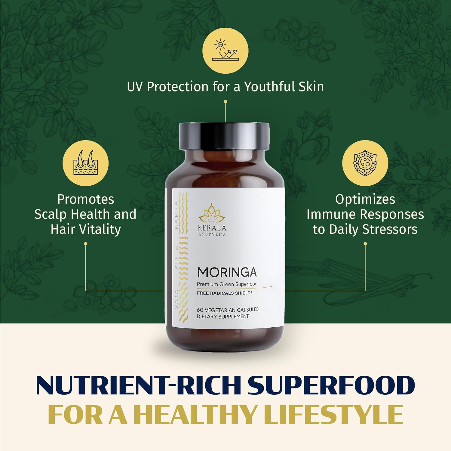 Kerala Ayurveda Moringa 450 mg - 60 Cápsulas Vegetales