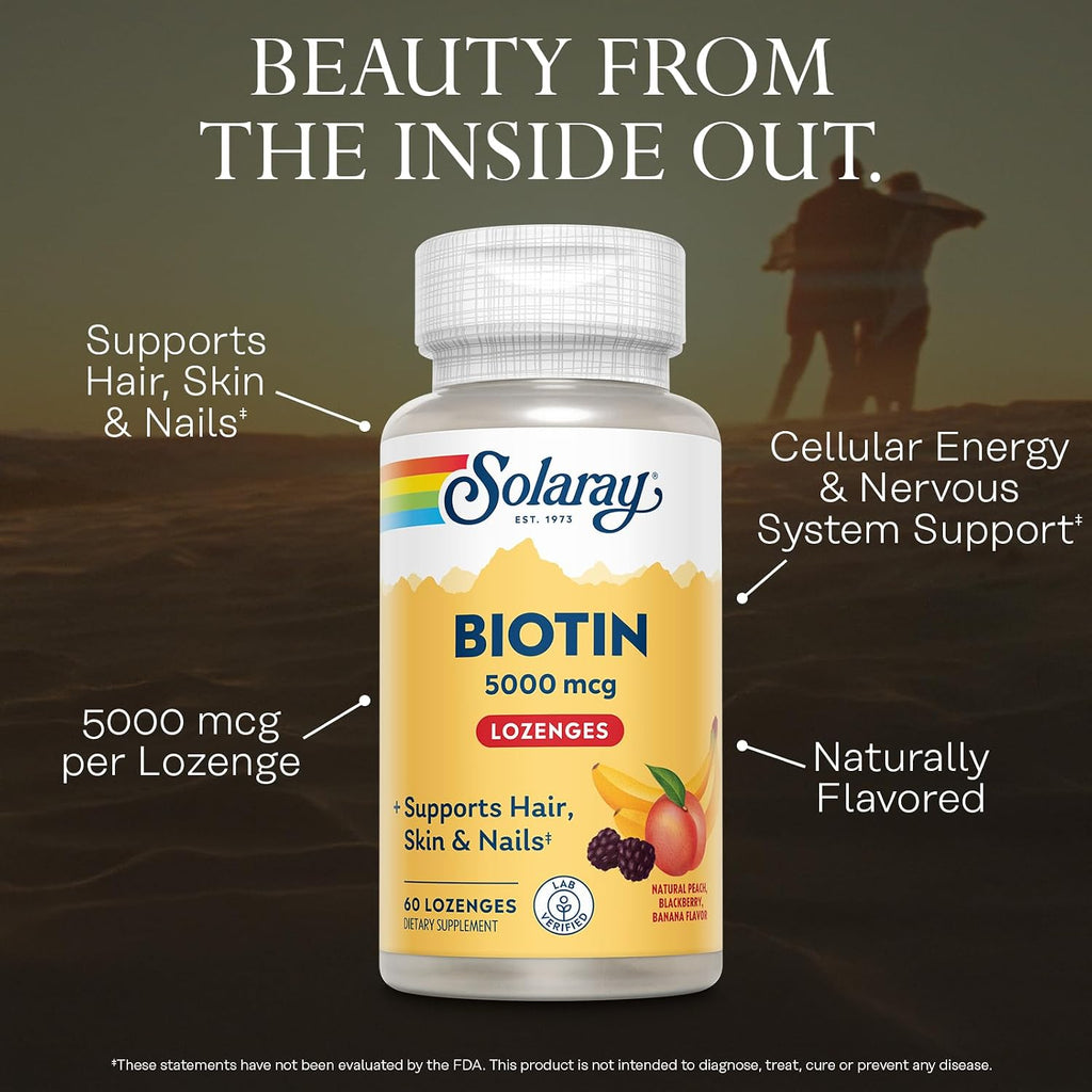SOLARAY Biotina 5000 mcg - 60 Pastillas de Disolución Lenta