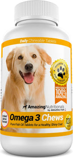 Amazing Omega 3 para Perros - 90 Masticables Blandos sabor Bacon - Apoyo para Piel, Pelaje y Articulaciones