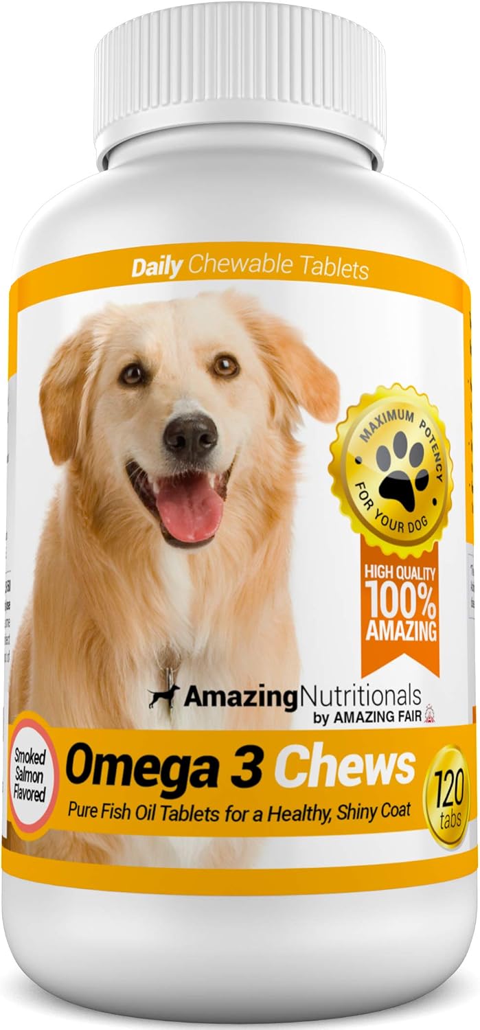 Amazing Omega 3 para Perros - 90 Masticables Blandos sabor Bacon - Apoyo para Piel, Pelaje y Articulaciones