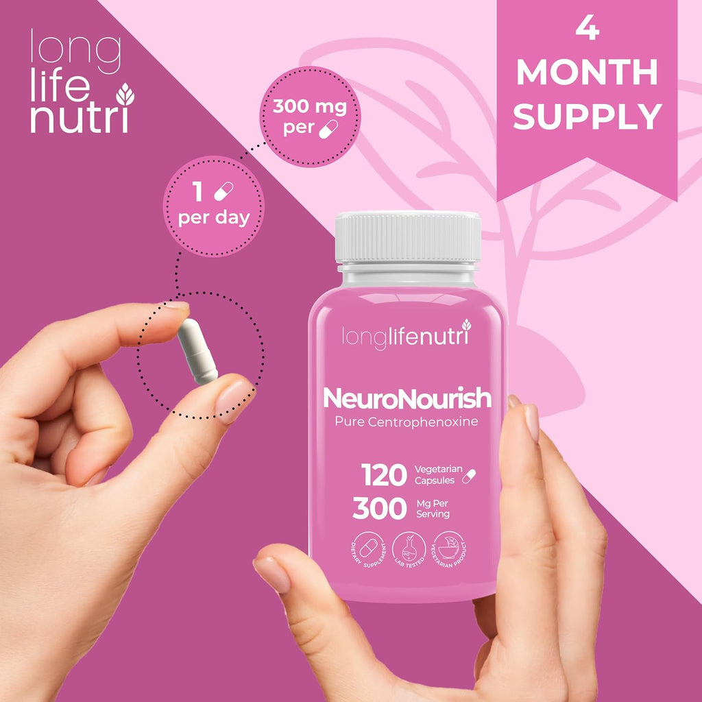 NeuroNourish Centrophenoxine 300 mg - 120 Cápsulas Vegetales - LongLifeNutri
