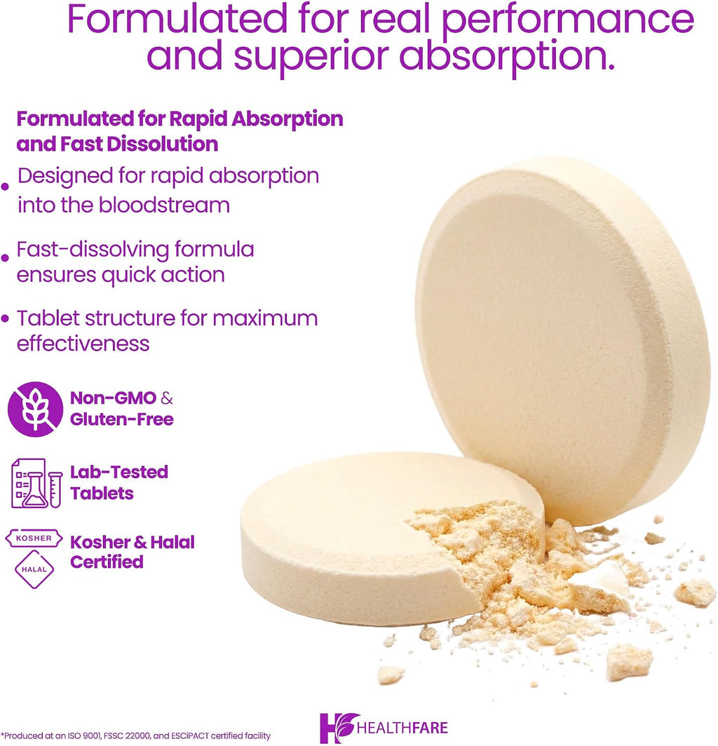 Healthfare Ácido Fólico 1000mcg | 300 Comprimidos Veganos | Vitamina B9