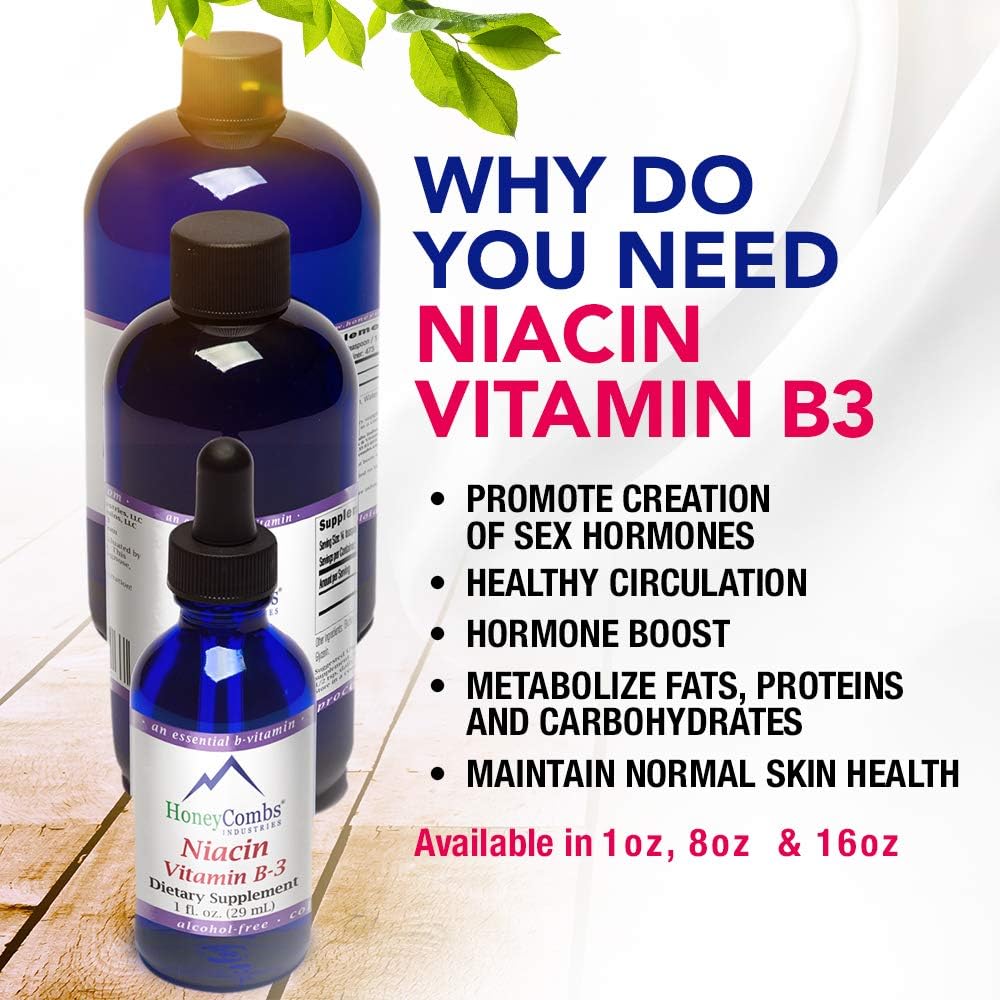 Vitamina B3 Niacina 80mg Gotas Líquidas - Suplemento de Niacina Líquida, Vegano, Sin OGM, Sin Alcohol - 30ml