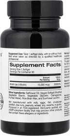 California Gold Nutrition Biotina 10.000 mcg, 90 cápsulas blandas veganas