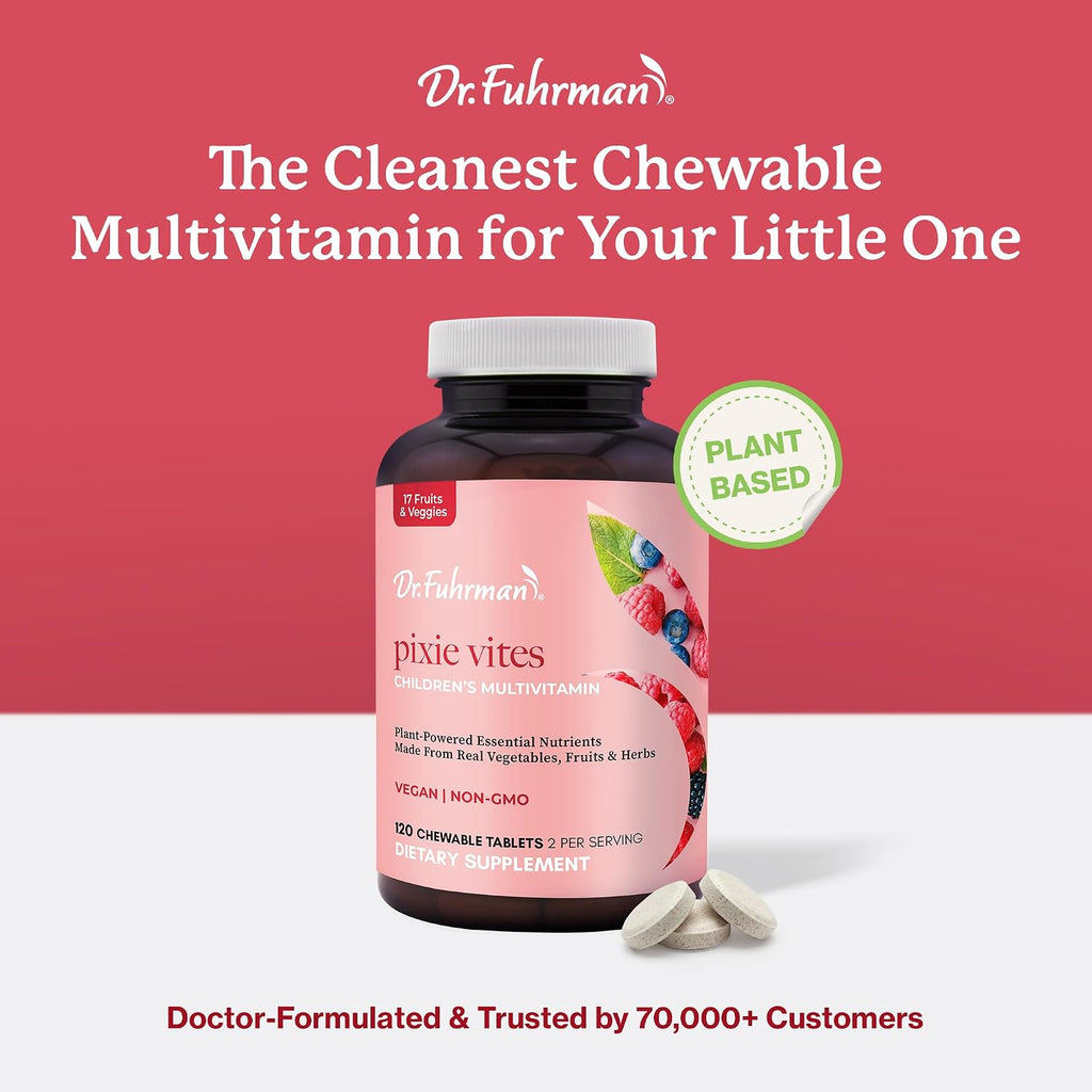 Dr. Fuhrman Pixie Vites Multivitamínico Infantil Masticable - 120 Comprimidos Sabor Bayas
