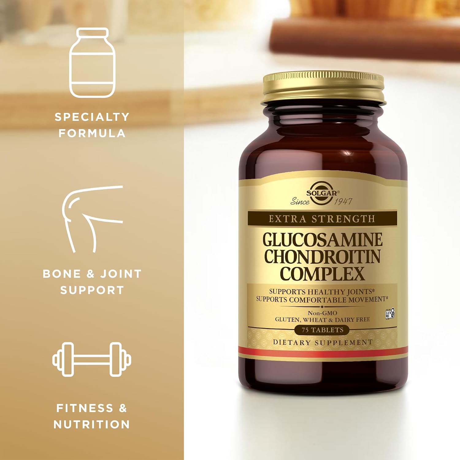 Solgar – Extra Strength Glucosamina Condroitina Complejo, 75 Comprimidos