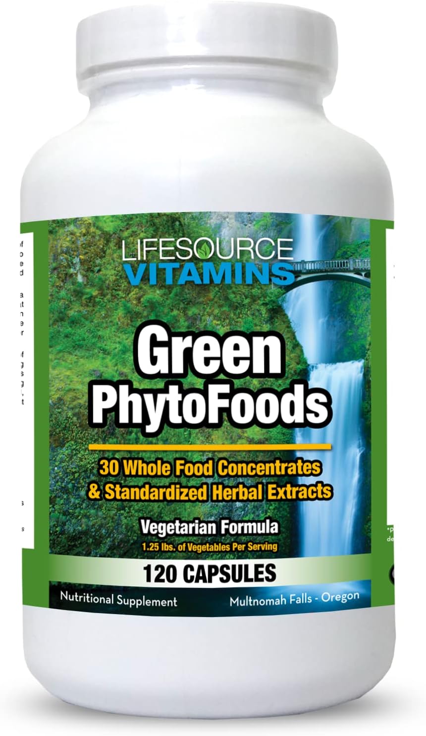 LifeSource Vitamins Phyto Green Mega-Food Cápsulas - 31 Alimentos Integrales / 38 Nutrientes Sinérgicos