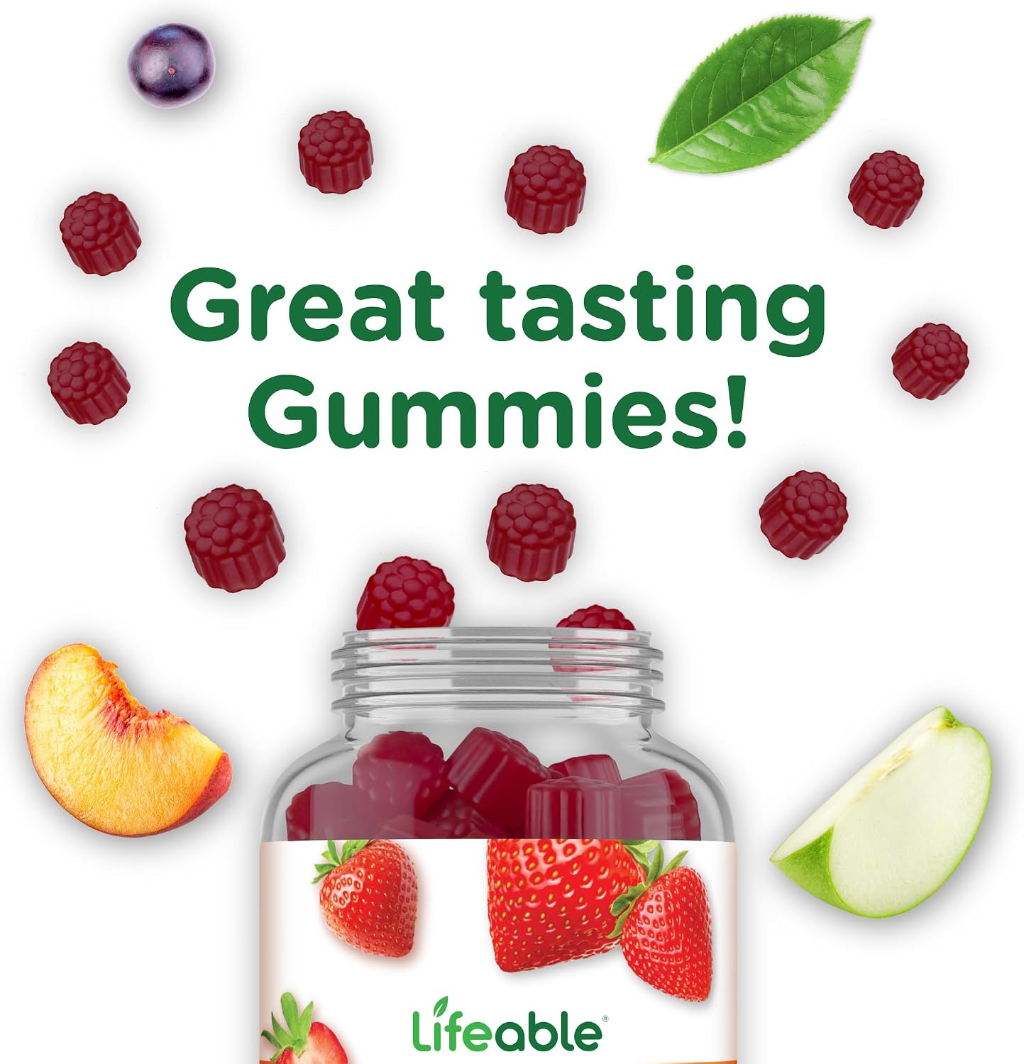 Lifeable Vitamina D3 y K2 Gominolas para Adultos | 1000 UI D3 + 100 mcg K2 | Sabor Fresa | 60 Gominolas
