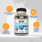 Kaya Naturals Neuro Brain - Suplemento Nootrópico para Memoria y Concentración (180 Cápsulas)