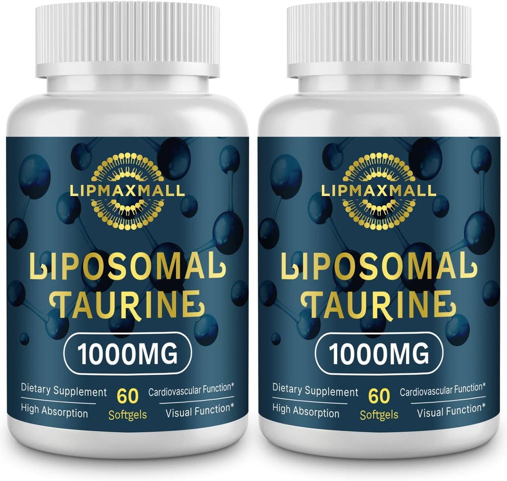 lipmaxmall Taurina Liposomal 1000mg, Aminoácido de Alta Absorción para Corazón, Nervios, Cerebro y Visión (60 Cápsulas Blandas - 1 Pack)