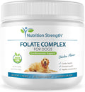 Folate para perros para promover la salud cardiovascular y prenatal, apoyar la síntesis de ADN y el mantenimiento celular, ácido fólico para perros con zinc, biotina, hierro y vitamina B12, 120 masticables blandos