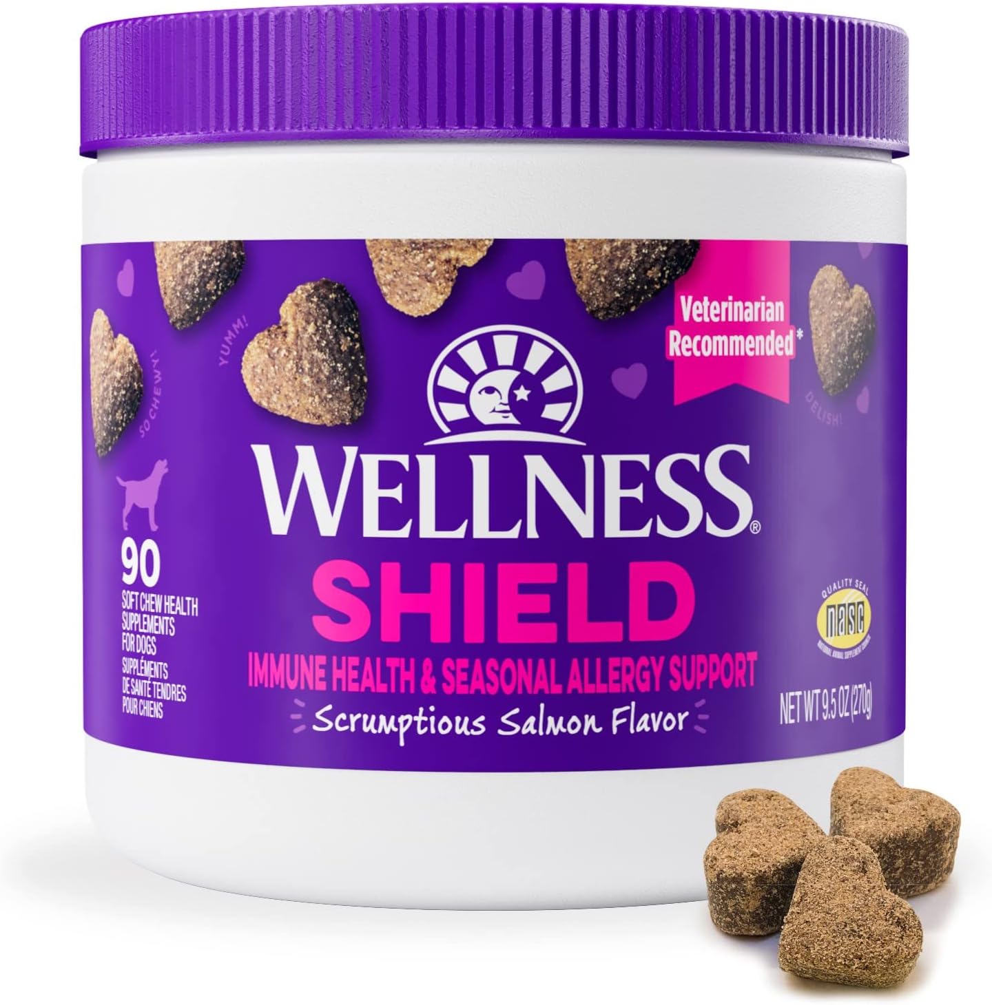 Wellness Salmon Flavored Soft Chew Immune & Allergy Supplements for Dogs, 45 Count