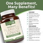 Lignans For Life Lignanos de Linaza - Suplemento Orgánico de Lignanos de Linaza para Perros y Personas, 15mg, 90 Cápsulas