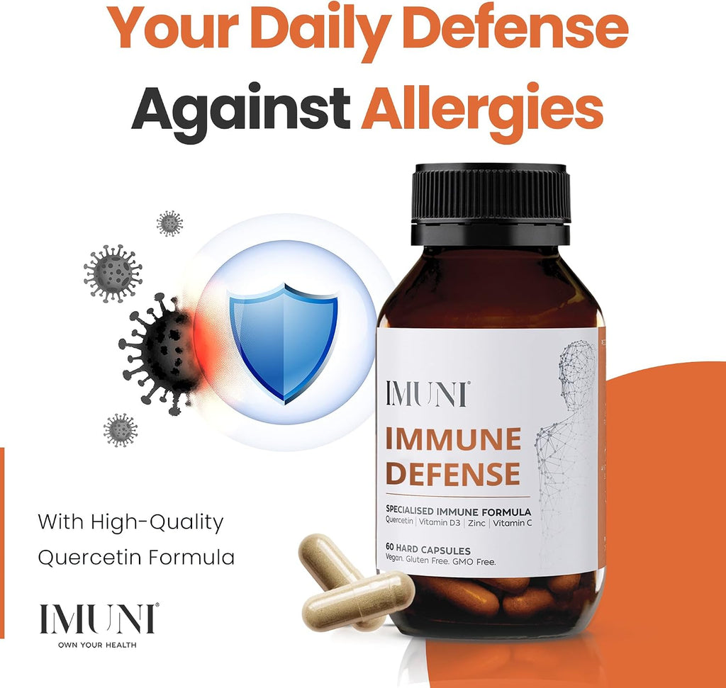 IMUNI Apoyo Alergias e Inmunidad - Quercetina, Vitamina C, Zinc y D3 - 60 Cápsulas Veganas