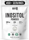 Inositol Powder 8oz, Natural Inositol Supplement for Ovarian Support, Fertility and Hormonal Balance, Pure Inositol Powder, Inositol Supplement for Energy, Brain Health, 454 Servings