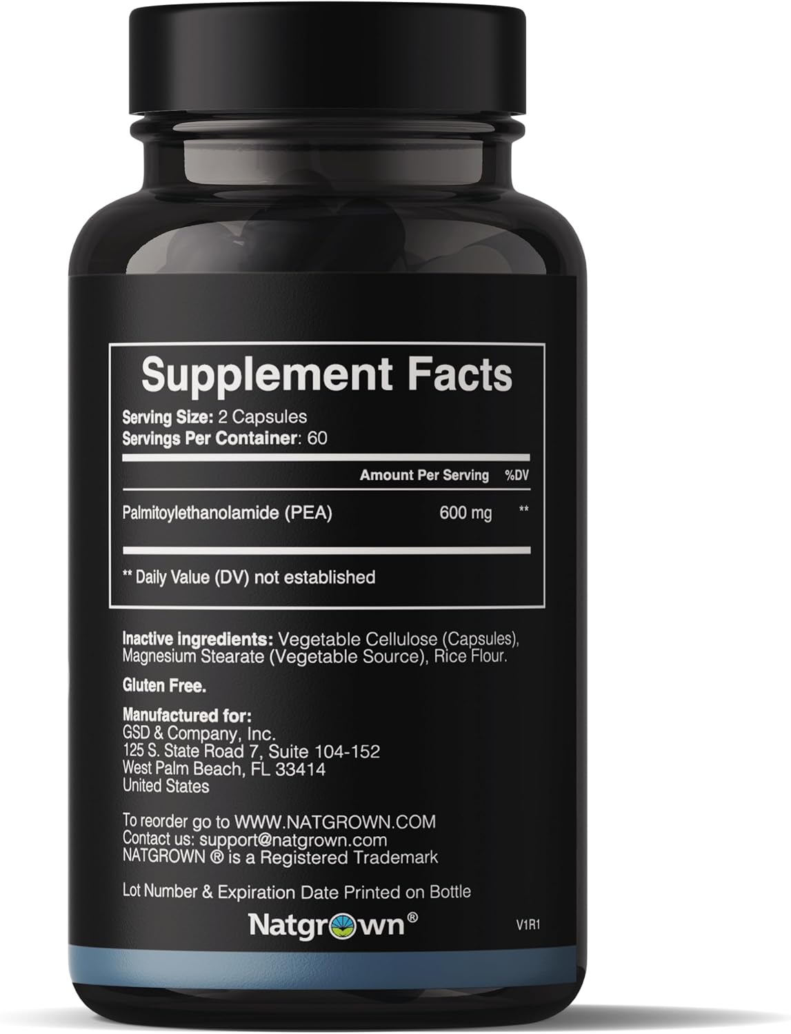 Natgrown Palmitoiletanolamida (PEA) 600 mg - 120 Cápsulas