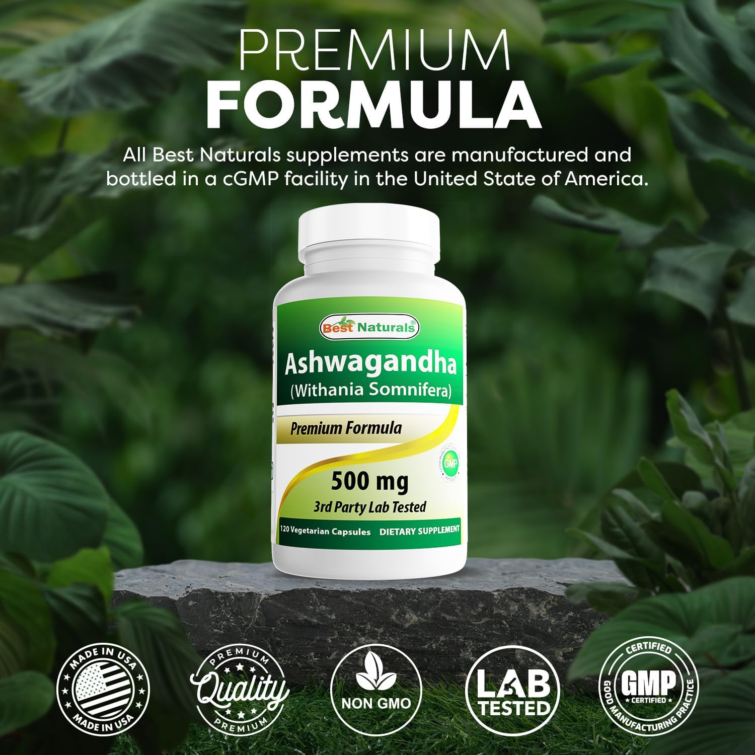 Best Naturals Extracto de Ashwagandha 500 mg - 120 Cápsulas (Pack de 2)