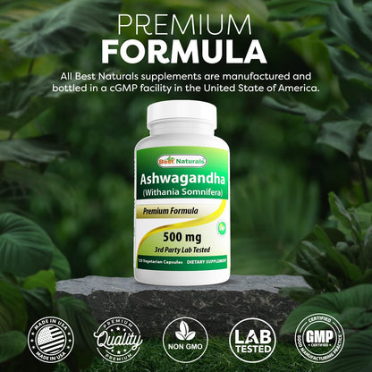 Best Naturals Extracto de Ashwagandha 500 mg - 120 Cápsulas (Pack de 2) – Image 5