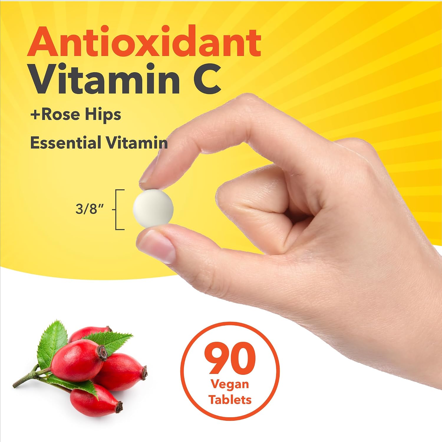 Sundance Vitamina C con Rosa Mosqueta | 500mg | 90 Comprimidos Vegetarianos