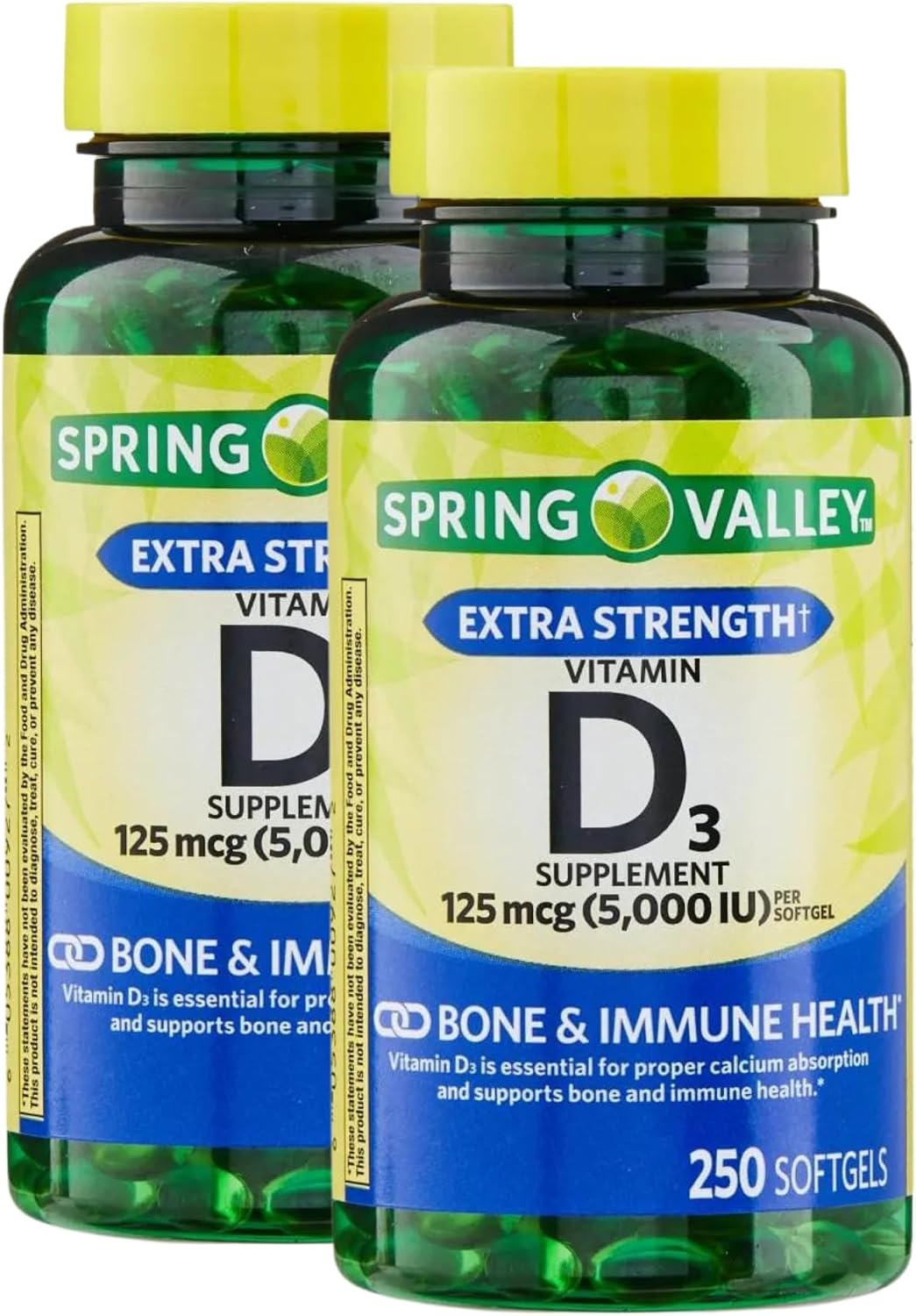 Vitamina D3 5000 IU 125 mcg - 250 Cápsulas Blandas de Alta Potencia