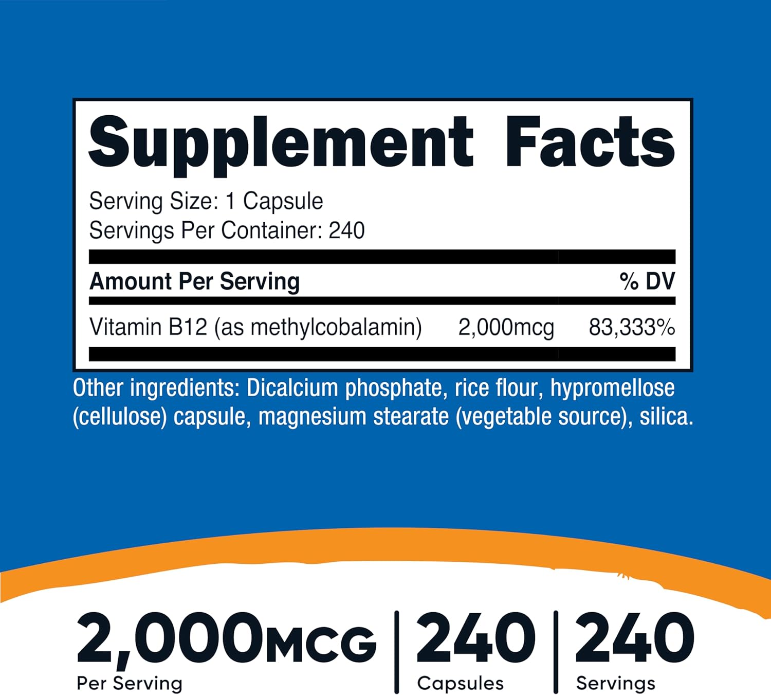 Nutricost Vitamin B12 (Methylcobalamin) 2000mcg, 240 Capsules - Vegetarian Capsules, Non-GMO, Gluten-Free