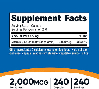 Nutricost Vitamina B12 (Metilcobalamina) – Metabolismo energético normal: Participa en la conversión de los – Image 2
