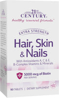 21st Century Healthy Renewal Formula Cabello, Piel y Uñas Extra Fuerte - 90 Comprimidos (Pack de 2)