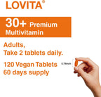 LOVITA Multivitamínico Premium para Adultos 30+ con Enzimas, Cúrcuma y Apoyo Nutricional Integral - 120 Comprimidos Vegetarianos