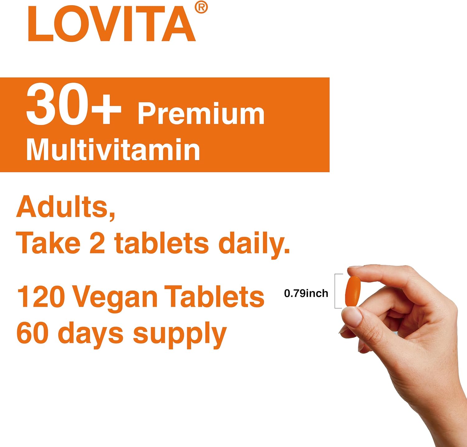 LOVITA Multivitamínico Premium para Adultos 30+ con Enzimas, Cúrcuma y Apoyo Nutricional Integral - 120 Comprimidos Vegetarianos