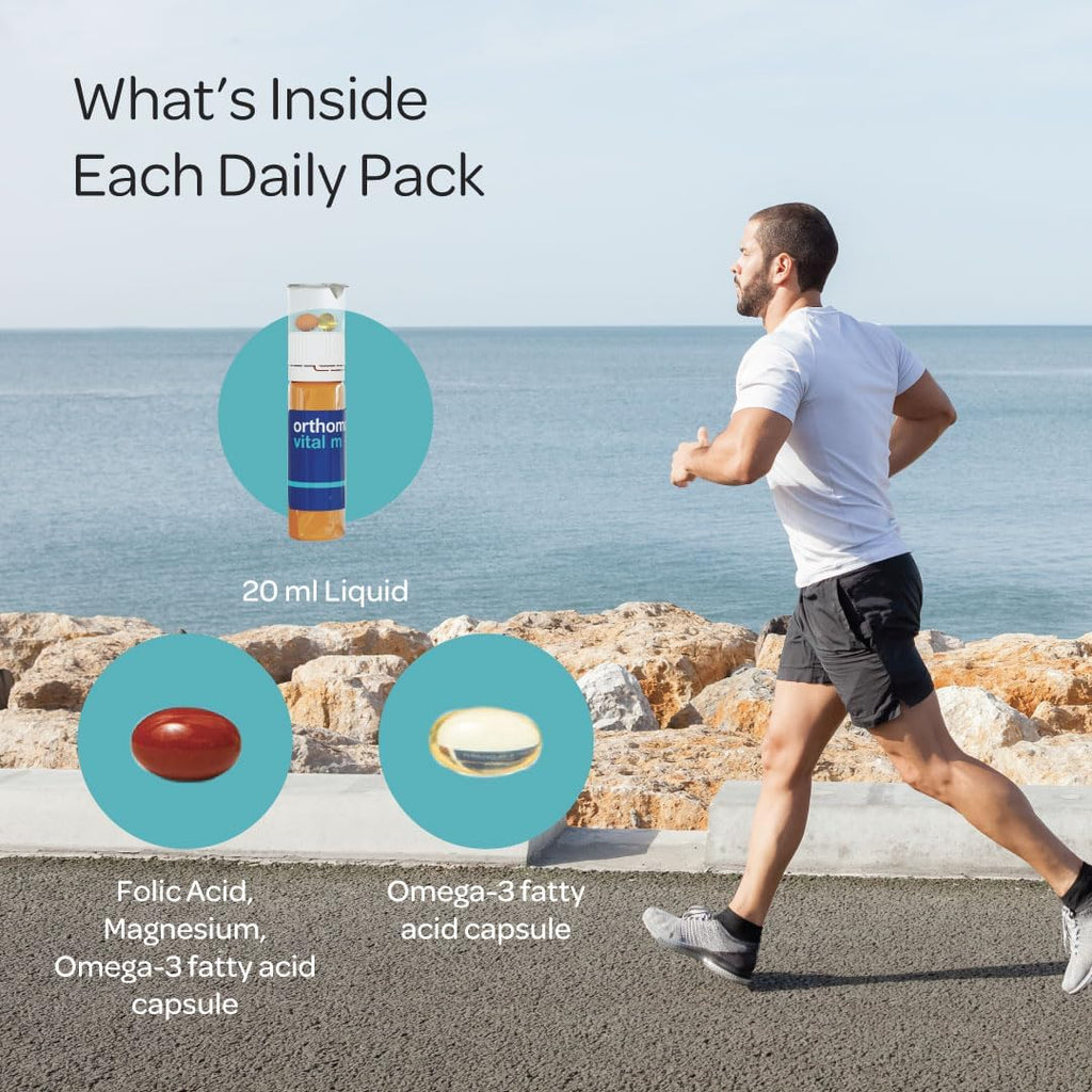 Orthomol Vital M – Multivitamínico diario para hombres, 30 días, Líquido + Cápsulas