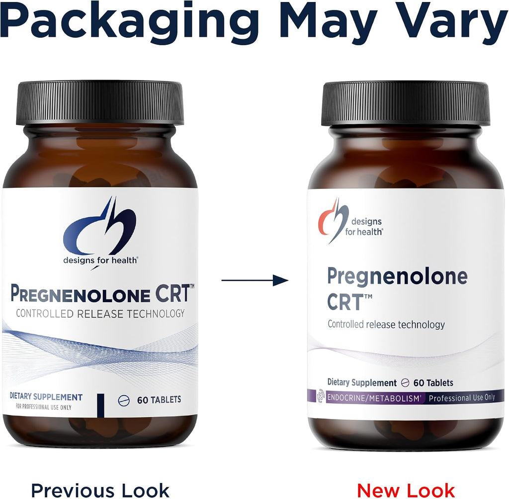 Designs for Health Pregnenolone CRT - 30 mg - Liberación Controlada (10-12 horas) - Precursor Hormonal - Vegano - No GMO (60 comprimidos)