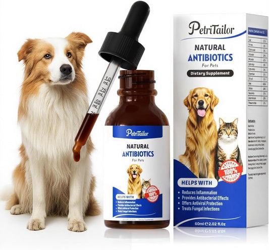 Antibióticos Naturales para Perros – Suplemento Herbal Orgánico en Gotas para Apoyo Inmunológico, Alergias, Piel, Digestión e Infecciones – Todas las Razas y Edades
