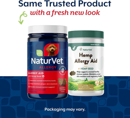 NaturVet Hemp Allergy Aid Suplemento Antioxidante para Perros - 60 Masticables – Image 2