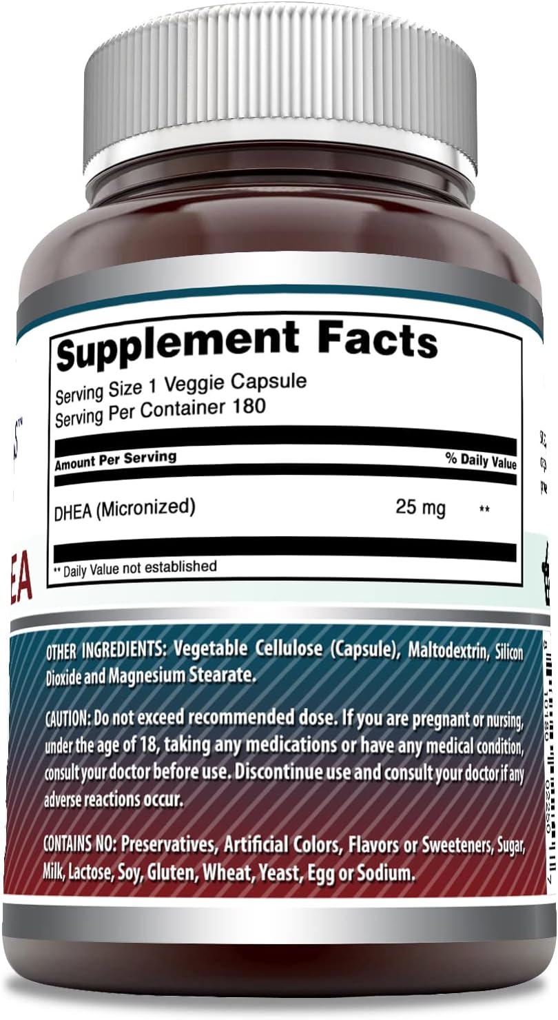 Amazing Formulas DHEA Micronizado 25mg, 180 Cápsulas Vegetales