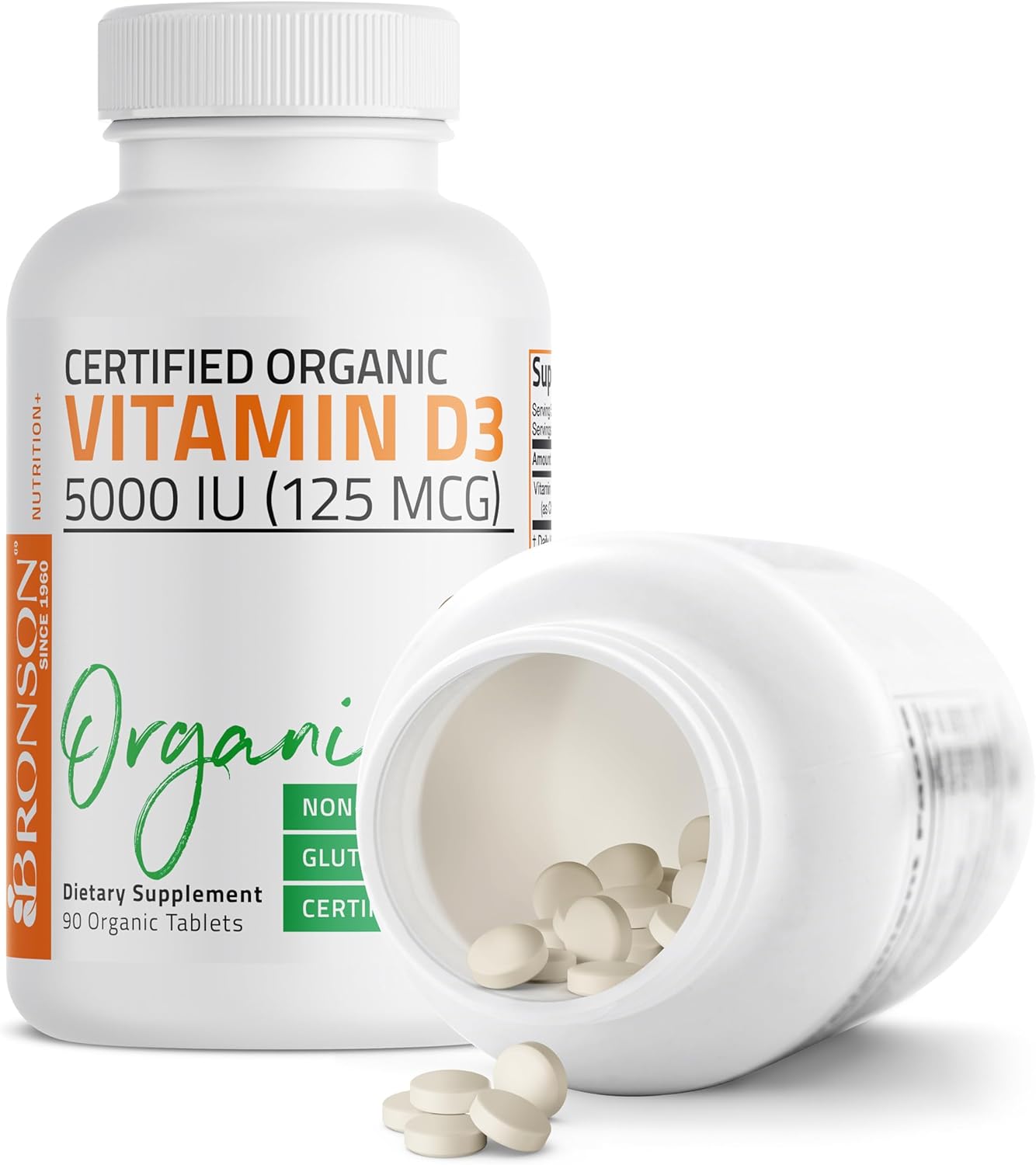 Bronson Vitamin D3 5000 IU USDA Certified Organic - 90 Tablets
