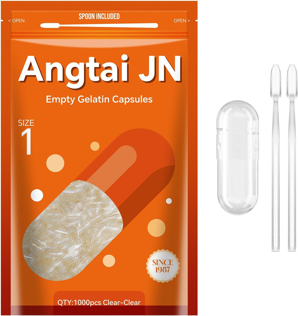 Cápsulas Vacías de Gelatina Tamaño 1 - 1000 uds. Bovino Puro, Halal, Sin Gluten, con Kit de Llenado