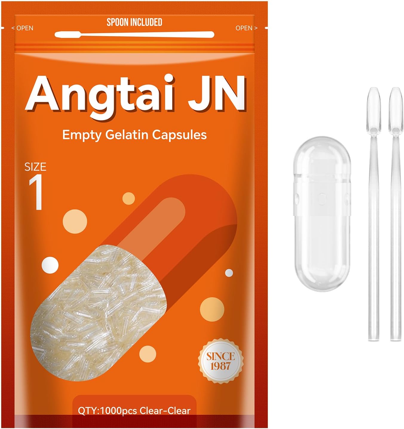 Cápsulas Vacías de Gelatina Tamaño 1 - 1000 uds. Bovino Puro, Halal, Sin Gluten, con Kit de Llenado