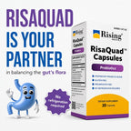 Rising Health RisaQuad™ Probiotic Capsules – 40 mg (8 Billion CFU+) Proprietary Blend for Digestive & Gut Health | Shelf Stable - 30 Capsules